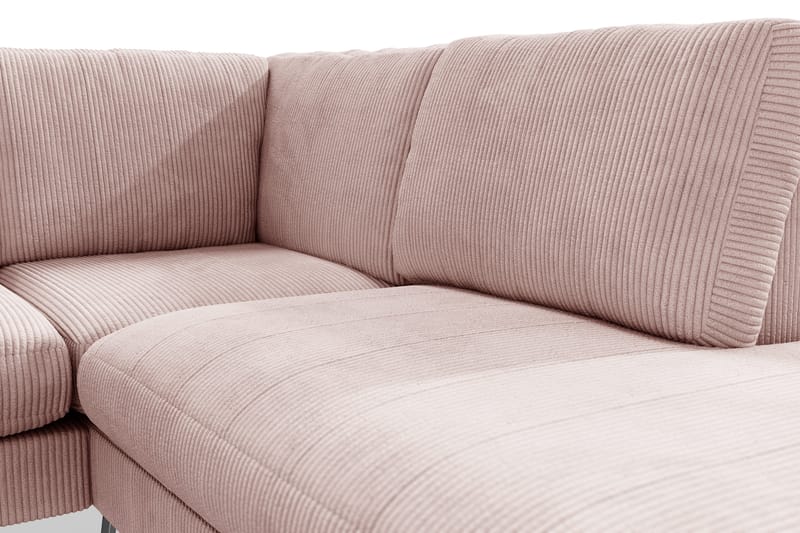 Ocean Lyx 6-sits Högervänd U-formad Soffa med Divan och Schäslong + Fotpall i Manchester - Rosa - Möbler - Vardagsrum - Soffor - U-soffor
