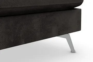 Ocean Lyx 6-sits Högervänd U-formad Soffa med Divan och Schäslong + Fotpall i Sammet - Mörkgrå - Möbler - Vardagsrum - Soffor - Sammetssoffor