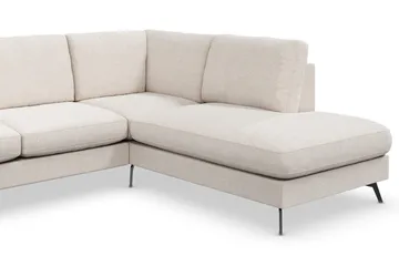 Ocean Lyx 6-sits Högervänd U-formad Soffa med Divan och Schäslong + Fotpall i Tyg - Beige - Möbler - Vardagsrum - Soffor - U-soffor