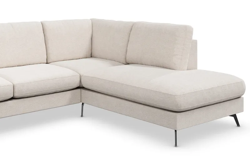 Ocean Lyx 6-sits Högervänd U-formad Soffa med Divan och Schäslong + Fotpall i Tyg - Beige - Möbler - Vardagsrum - Soffor - U-soffor