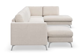 Ocean Lyx 6-sits Högervänd U-formad Soffa med Divan och Schäslong + Fotpall i Tyg - Beige - Möbler - Vardagsrum - Soffor - U-soffor