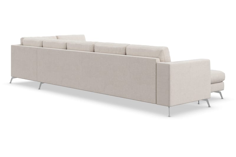 Ocean Lyx 6-sits Högervänd U-formad Soffa med Divan och Schäslong + Fotpall i Tyg - Beige - Möbler - Vardagsrum - Soffor - U-soffor