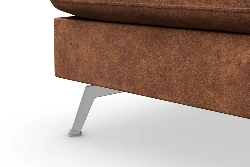 Ocean Lyx 6-sits Vänstervänd U-formad Soffa med Divan och Schäslong + Fotpall i Konstläder - Brun - Möbler - Vardagsrum - Soffor - Skinnsoffor