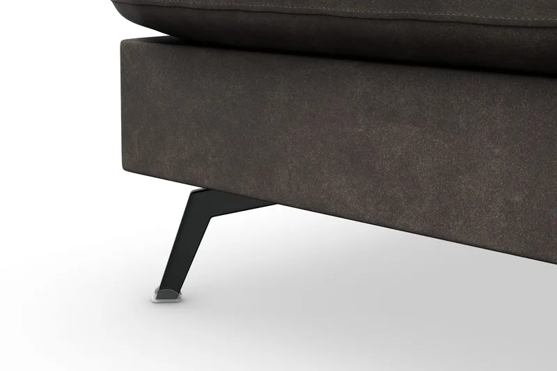 Ocean Lyx 6-sits Vänstervänd U-formad Soffa med Divan och Schäslong + Fotpall i Konstläder - Mörkgrå - Möbler - Vardagsrum - Soffor - Skinnsoffor