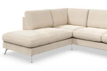 Ocean Lyx 6-sits Vänstervänd U-formad Soffa med Divan och Schäslong + Fotpall i Sammet - Beige - Möbler - Vardagsrum - Soffor - Sammetssoffor