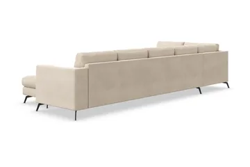 Ocean Lyx 6-sits Vänstervänd U-formad Soffa med Divan och Schäslong + Fotpall i Sammet - Beige - Möbler - Vardagsrum - Soffor - U-soffor