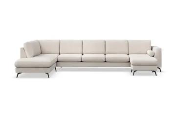 Ocean Lyx 6-sits Vänstervänd U-formad Soffa med Divan och Schäslong + Fotpall i Tyg