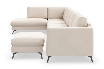 Ocean Lyx 6-sits Vänstervänd U-formad Soffa med Divan och Schäslong + Fotpall i Tyg - Beige - Möbler - Vardagsrum - Soffor - U-soffor