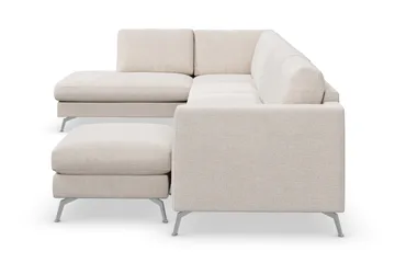 Ocean Lyx 6-sits Vänstervänd U-formad Soffa med Divan och Schäslong + Fotpall i Tyg - Beige - Möbler - Vardagsrum - Soffor - U-soffor