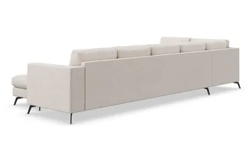Ocean Lyx 6-sits Vänstervänd U-formad Soffa med Divan och Schäslong + Fotpall i Tyg - Beige - Möbler - Vardagsrum - Soffor - U-soffor