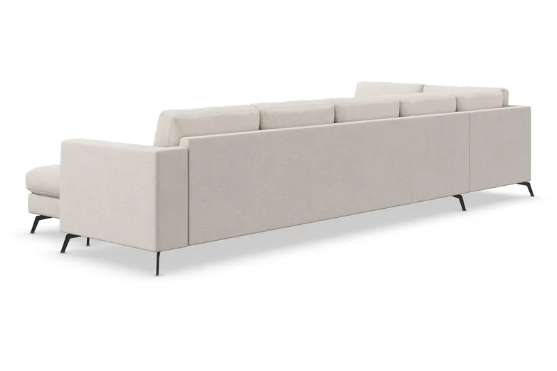 Ocean Lyx 6-sits Vänstervänd U-formad Soffa med Divan och Schäslong + Fotpall i Tyg - Beige - Möbler - Vardagsrum - Soffor - U-soffor