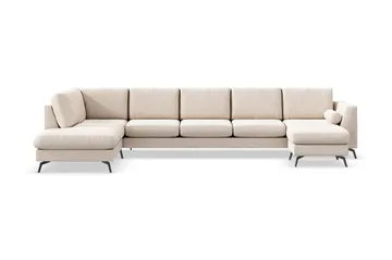 Ocean Lyx 6-sits Vänstervänd U-formad Soffa med Divan och Schäslong + Fotpall i Tyg