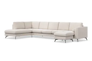 Ocean Lyx 6-sits Vänstervänd U-formad Soffa med Divan och Schäslong + Fotpall i Tyg - Beige - Möbler - Vardagsrum - Soffor - U-soffor