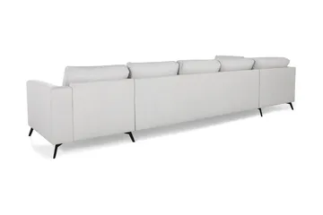 Ocean Lyx 6-sits Vänstervänd U-formad Soffa med Divan och Schäslong + Fotpall i Tyg - Ljusgrå - Möbler - Vardagsrum - Soffor - U-soffor