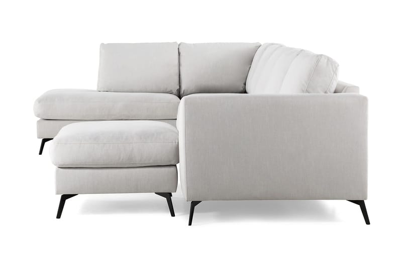 Ocean Lyx 6-sits Vänstervänd U-formad Soffa med Divan och Schäslong + Fotpall i Tyg - Ljusgrå - Möbler - Vardagsrum - Soffor - U-soffor