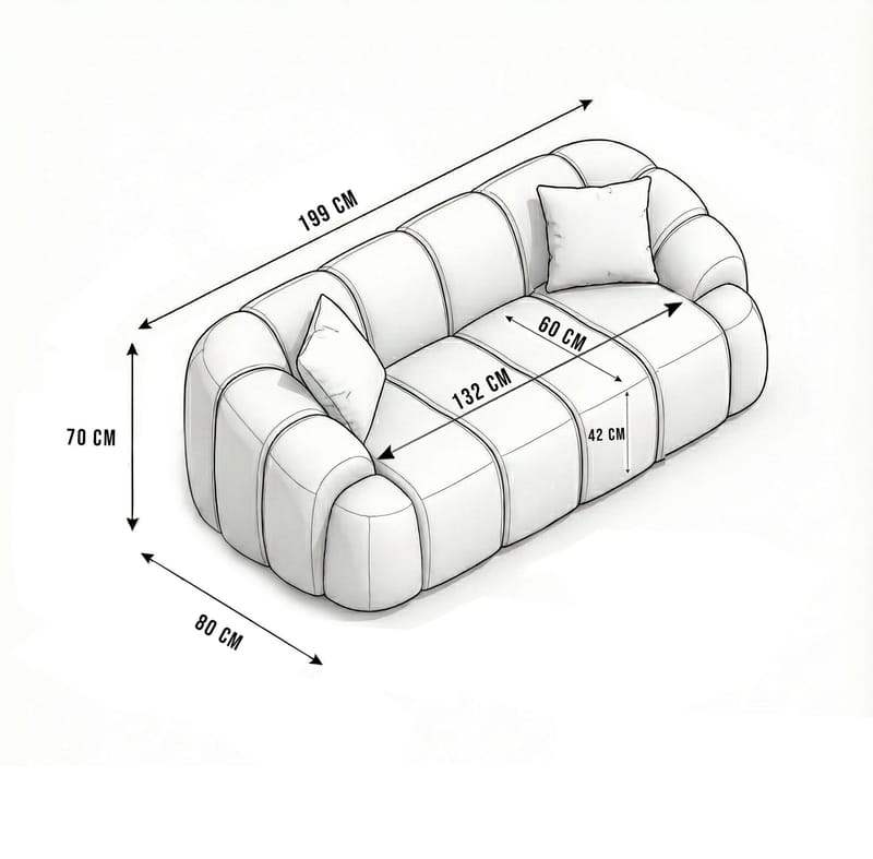 Octavio 2-sitssoffa 199x70x80 cm - Marinblå - Möbler - Vardagsrum - Soffor - 2-sits soffor
