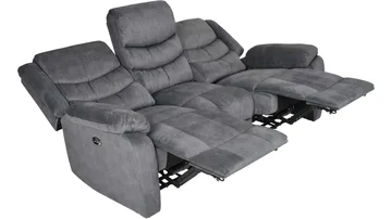 Olvani 3-sits Reclinersoffa i tyg elektrisk - Grå - Möbler - Vardagsrum - Soffor - Reclinersoffor & Biosoffor
