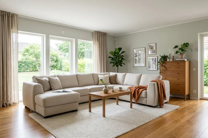 Optus 5-sits Hörnsoffa med divan vändbar - Beige - Möbler - Vardagsrum - Soffor - Hörnsoffor