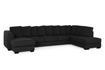 Optus 6-sits Högervänd U-formad Large Soffa med Divan och Schäslong i Tyg inkl Kuvertkuddar - Svart - Möbler - Vardagsrum - Soffor - U-soffor