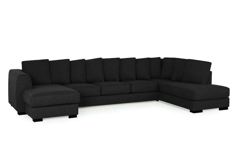 Optus 6-sits Högervänd U-formad Large Soffa med Divan och Schäslong i Tyg inkl Kuvertkuddar - Svart - Möbler - Vardagsrum - Soffor - U-soffor