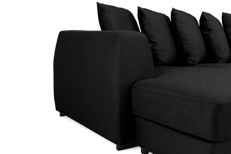 Optus 6-sits Högervänd U-formad Large Soffa med Divan och Schäslong i Tyg inkl Kuvertkuddar - Svart - Möbler - Vardagsrum - Soffor - U-soffor