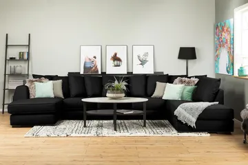 Optus 6-sits Högervänd U-formad Large Soffa med Divan och Schäslong i Tyg inkl Kuvertkuddar - Svart - Möbler - Vardagsrum - Soffor - U-soffor