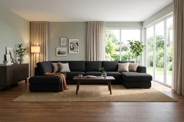 Optus 6-sits U-soffa med Divan och schäslong höger - Svart - Möbler - Vardagsrum - Soffor - U-soffor