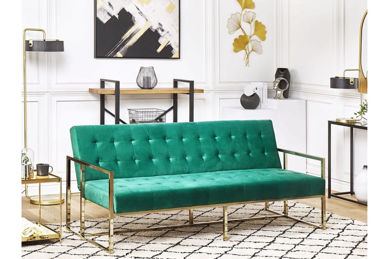 Ordsbo Soffa 3-sits - Guld/Grön - Möbler - Vardagsrum - Soffor - Sammetssoffor