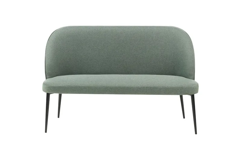 Osbyn 2-sits Soffa med Rundad Rygg i Tyg med Metallben, Salviagrön