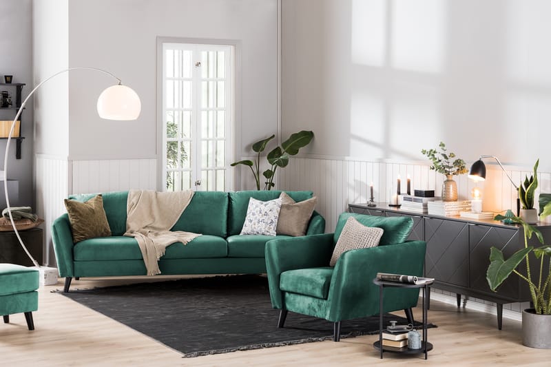 OSCAR Sammetssoffa 2-sits Grön -   - Sammetssoffor - 2-sits soffor