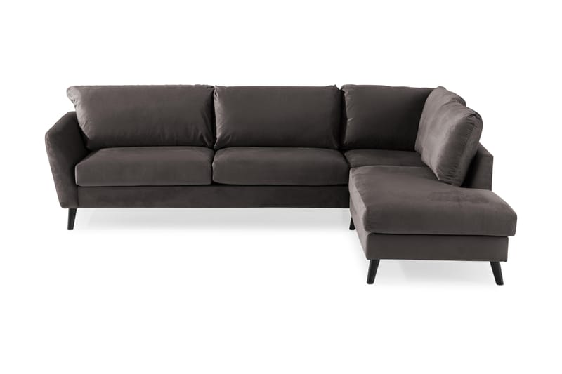 OSCAR Soffa 3-sits med Schäslong Höger Sammet Mörkgrå - Divansoffa & schäslong - Sammetssoffor