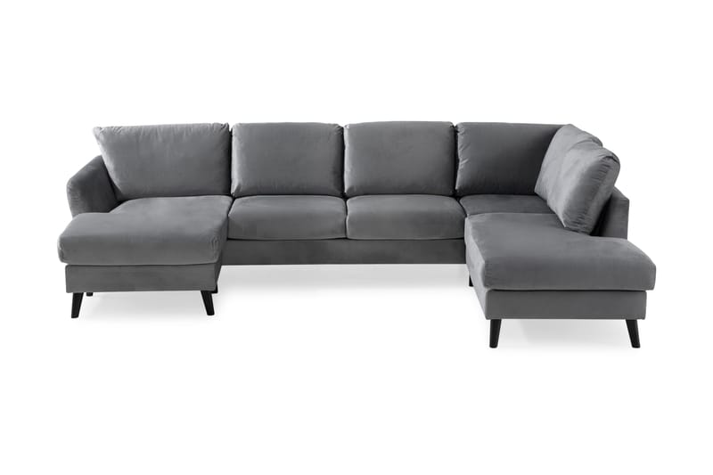 OSCAR U-soffa med Divan Vänster Sammet Ljusgrå - U-soffor - Sammetssoffor