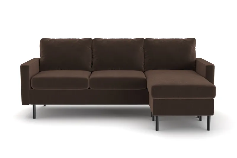 Peppe 3-sits Vändbar L-formad Divansoffa i Manchester, Brun