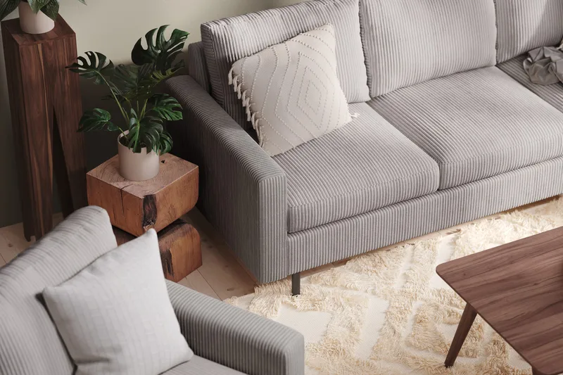 Peppe 3-sits Vändbar L-formad Divansoffa i Manchester - Mörkgrå - Möbler - Vardagsrum - Soffor - Divansoffa & schäslong