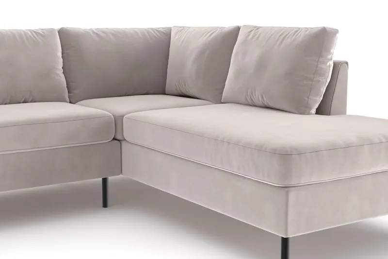 Peppe 4-sits Högervänd L-formad Schäslongsoffa i Manchester - Beige - Möbler - Vardagsrum - Soffor - Sammetssoffor