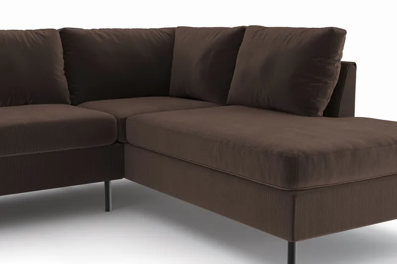 Peppe 4-sits Högervänd L-formad Schäslongsoffa i Manchester - Brun - Möbler - Vardagsrum - Soffor - Divansoffa & schäslong