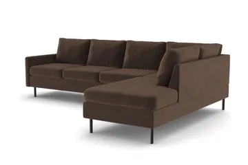 Peppe 4-sits Högervänd L-formad Schäslongsoffa i Manchester - Brun - Möbler - Vardagsrum - Soffor - Divansoffa & schäslong