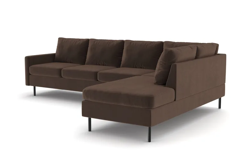 Peppe 4-sits Högervänd L-formad Schäslongsoffa i Manchester - Brun - Möbler - Vardagsrum - Soffor - Divansoffa & schäslong