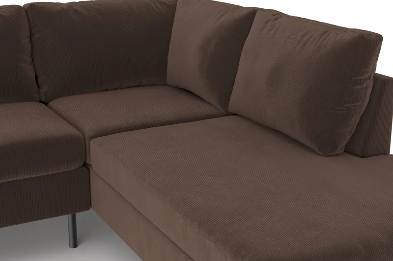 Peppe 4-sits Högervänd L-formad Schäslongsoffa i Manchester - Brun - Möbler - Vardagsrum - Soffor - Divansoffa & schäslong