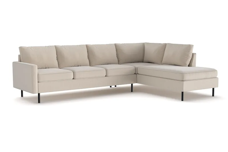 Peppe 4-sits Högervänd L-formad Schäslongsoffa i Manchester - Greige - Möbler - Vardagsrum - Soffor - Divansoffa & schäslong