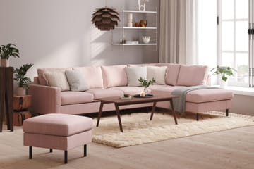 Peppe 4-sits Högervänd L-formad Schäslongsoffa i Manchester - Rosa - Möbler - Vardagsrum - Soffor - Divansoffa & schäslong