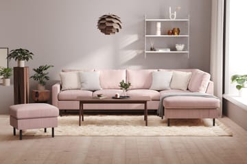 Peppe 4-sits Högervänd L-formad Schäslongsoffa i Manchester - Rosa - Möbler - Vardagsrum - Soffor - Divansoffa & schäslong