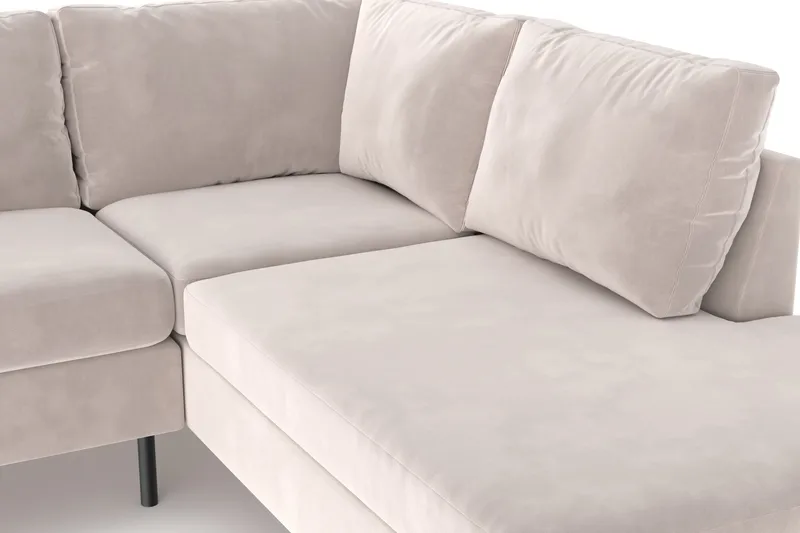 Peppe 4-sits Högervänd L-formad Schäslongsoffa i Sammet - Beige - Möbler - Vardagsrum - Soffor - Divansoffa & schäslong
