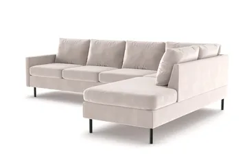 Peppe 4-sits Högervänd L-formad Schäslongsoffa i Sammet - Beige - Möbler - Vardagsrum - Soffor - Divansoffa & schäslong