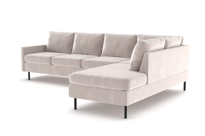 Peppe 4-sits Högervänd L-formad Schäslongsoffa i Sammet - Beige - Möbler - Vardagsrum - Soffor - Divansoffa & schäslong