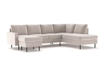 Peppe 4-sits Högervänd U-formad Soffa med Divan och Schäslong i Manchester - Beige - Möbler - Vardagsrum - Soffor - Sammetssoffor