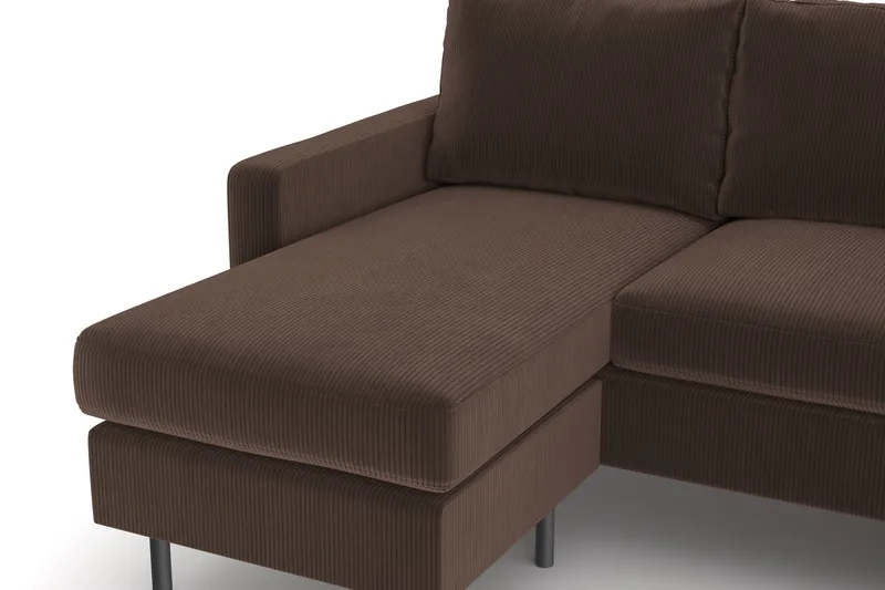 Peppe 4-sits Högervänd U-formad Soffa med Divan och Schäslong i Manchester - Brun - Möbler - Vardagsrum - Soffor - U-soffor