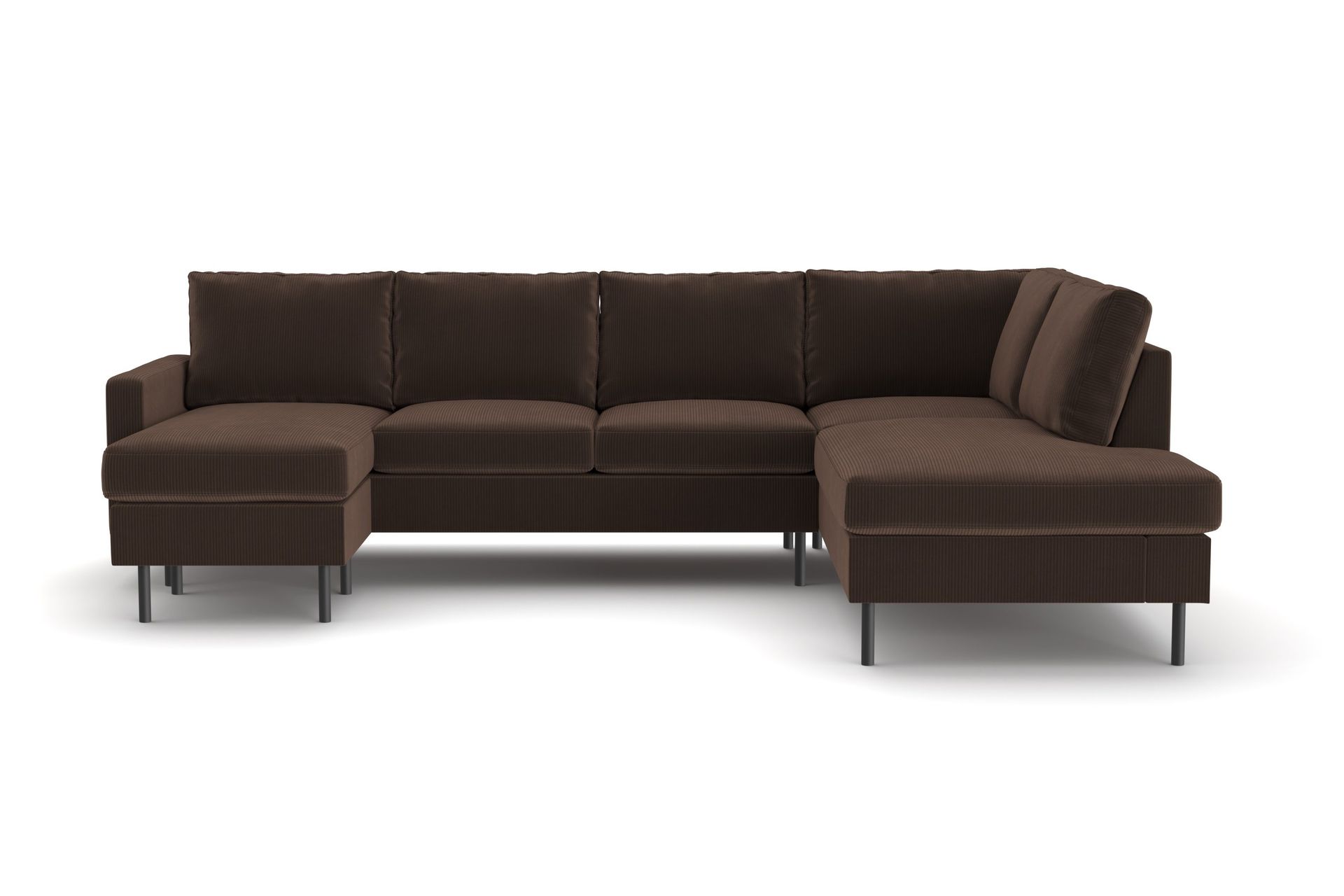 peppe 4-sits högervänd u-formad soffa med divan och schäslong i manchester - brun