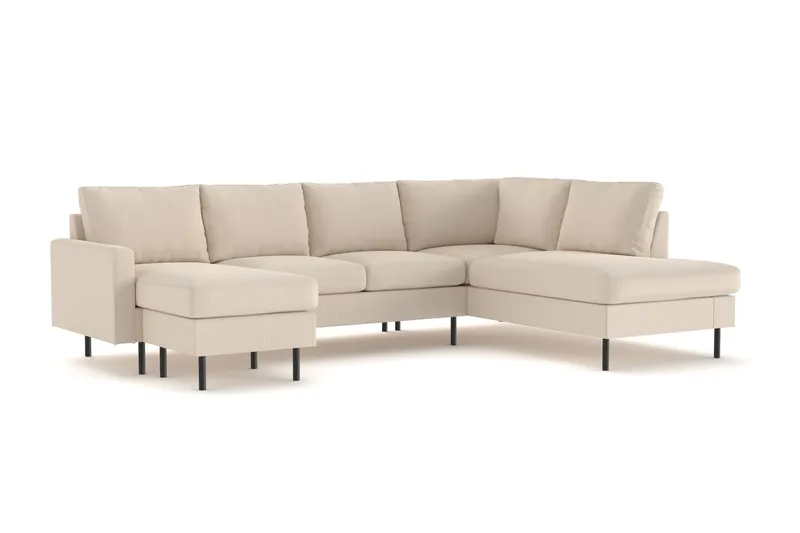 Peppe 4-sits Högervänd U-formad Soffa med Divan och Schäslong i Manchester - Greige - Möbler - Vardagsrum - Soffor - U-soffor