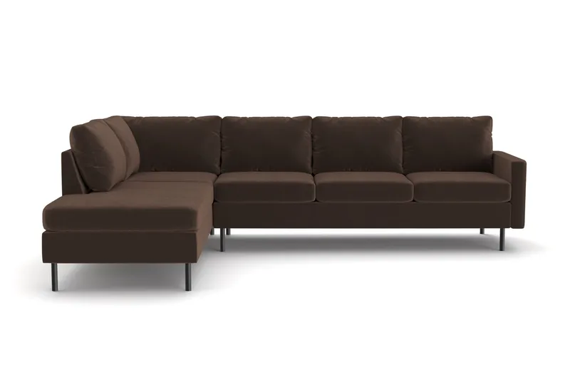 Peppe 4-sits Vänstervänd L-formad Schäslongsoffa i Manchester, Brun